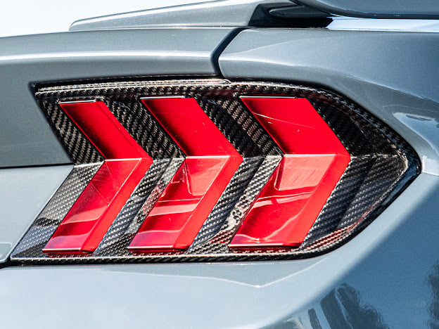 2024-UP FORD MUSTANG S650 | CARBON FIBER REAR TAIL LIGHT TRIM BEZEL COVERS PAIR